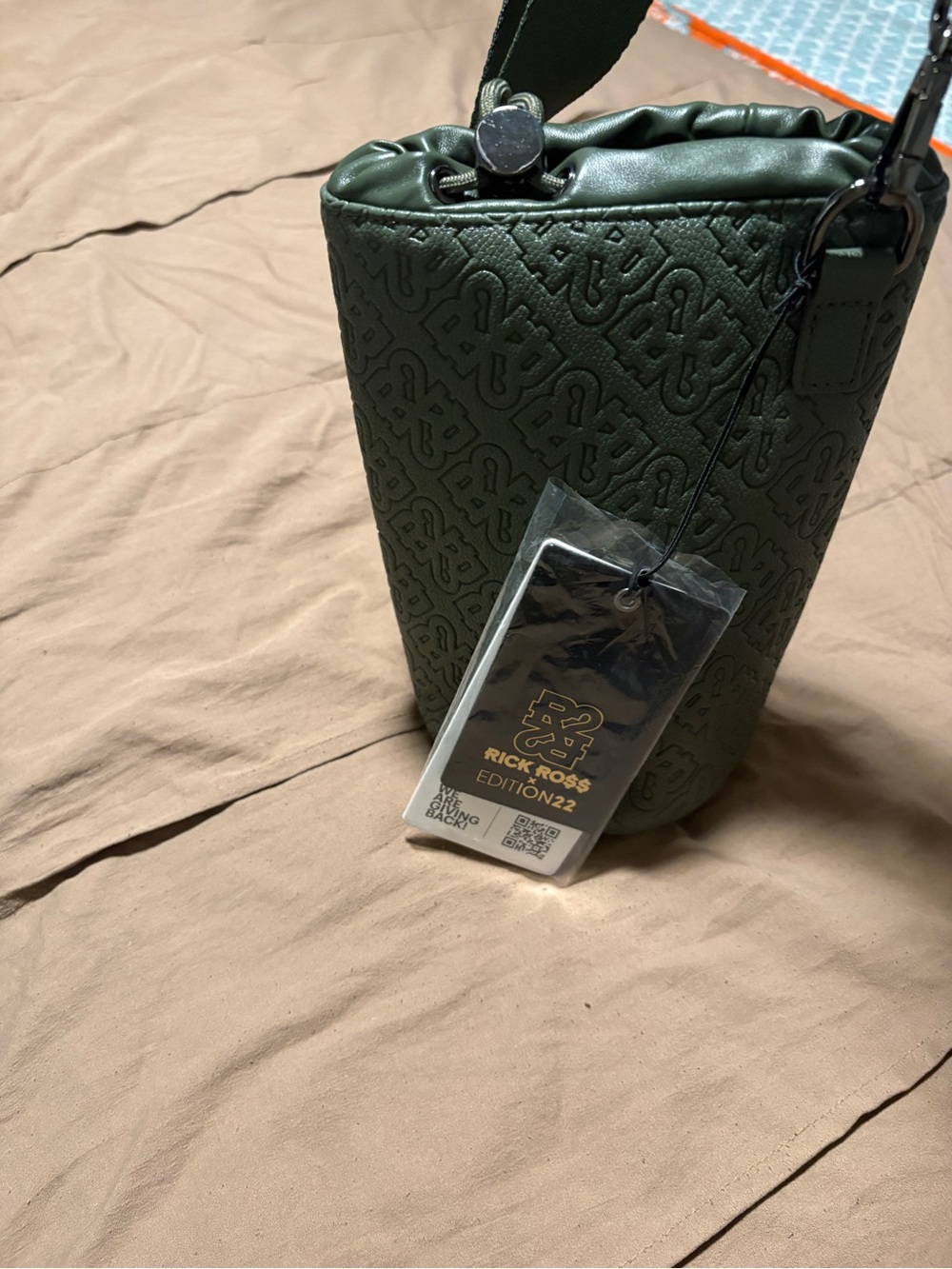 Edition22 Olive Green Quilted Mini Crossbody Bag